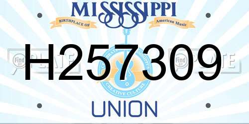 H257309 Mississippi License Plate