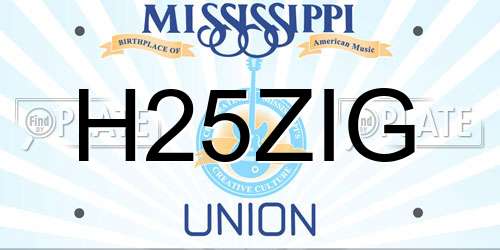 H25ZIG Mississippi License Plate