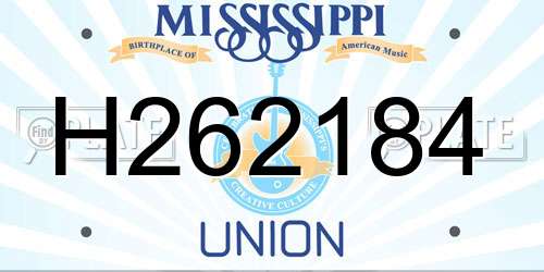 H262184 Mississippi License Plate