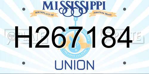 H267184 Mississippi License Plate