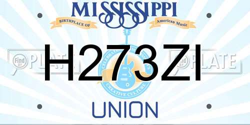 H273ZI Mississippi License Plate