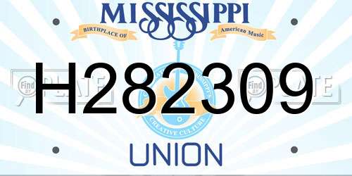 H282309 Mississippi License Plate