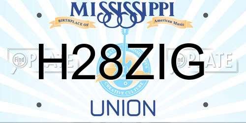 H28ZIG Mississippi License Plate