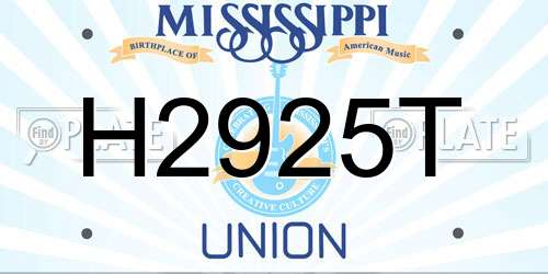 H2925T Mississippi License Plate