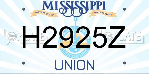 H2925Z Mississippi License Plate
