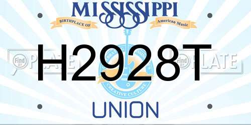 H2928T Mississippi License Plate