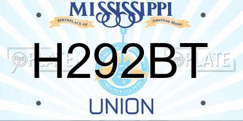 H292BT Mississippi License Plate