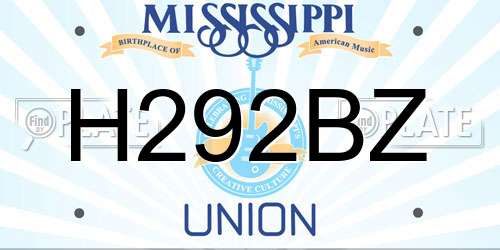 H292BZ Mississippi License Plate