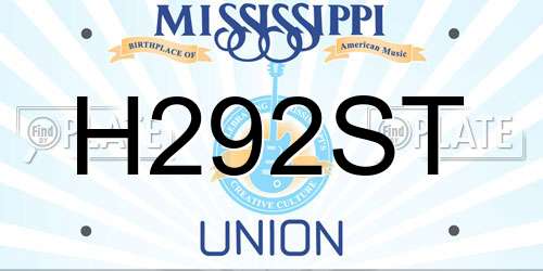 H292ST Mississippi License Plate