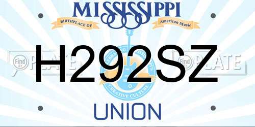 H292SZ Mississippi License Plate