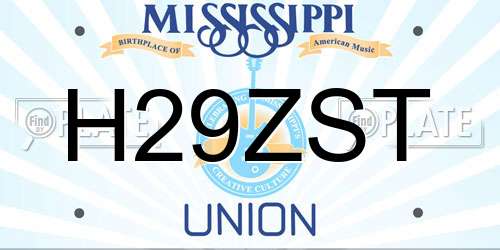 H29ZST Mississippi License Plate