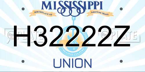 H32222Z Mississippi License Plate