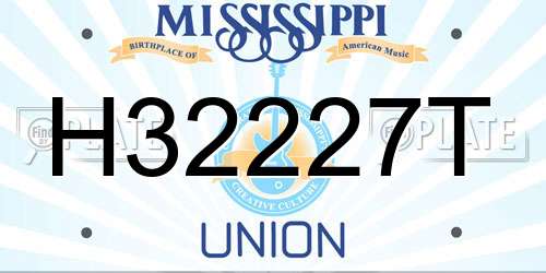 H32227T Mississippi License Plate