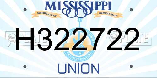 H322722 Mississippi License Plate