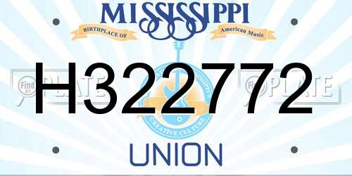 H322772 Mississippi License Plate
