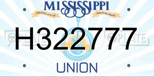 H322777 Mississippi License Plate