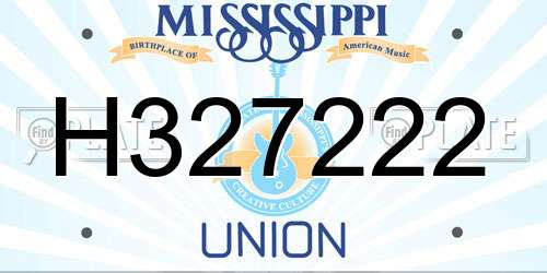 H327222 Mississippi License Plate
