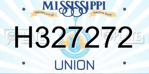 H327272 Mississippi License Plate