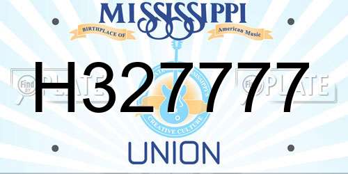H327777 Mississippi License Plate