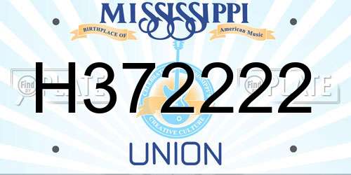 H372222 Mississippi License Plate