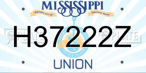 H37222Z Mississippi License Plate