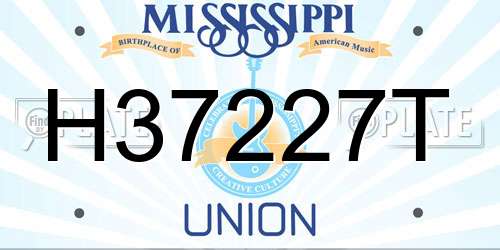 H37227T Mississippi License Plate