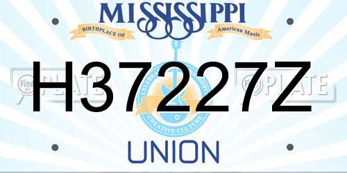 H37227Z Mississippi License Plate