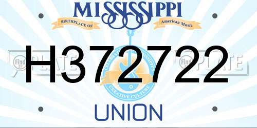 H372722 Mississippi License Plate