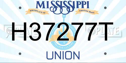 H37277T Mississippi License Plate