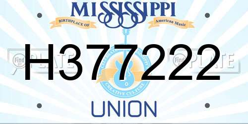 H377222 Mississippi License Plate