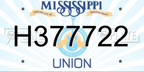 H377722 Mississippi License Plate