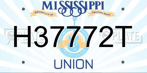 H37772T Mississippi License Plate