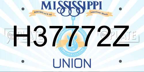 H37772Z Mississippi License Plate