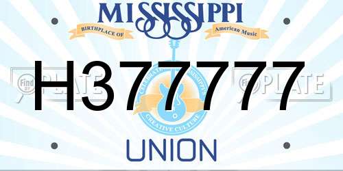 H377777 Mississippi License Plate