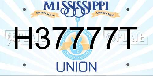 H37777T Mississippi License Plate