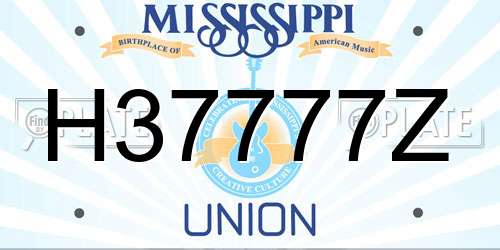 H37777Z Mississippi License Plate