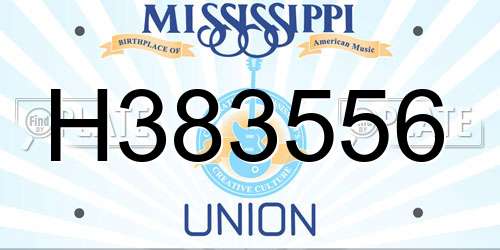 H383556 Mississippi License Plate