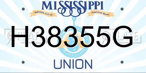 H38355G Mississippi License Plate