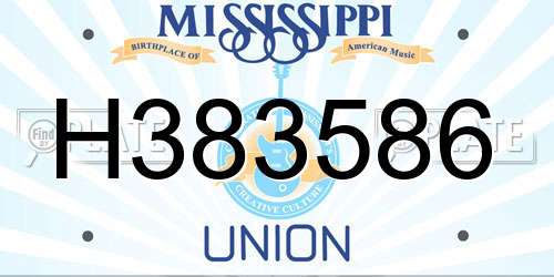 H383586 Mississippi License Plate