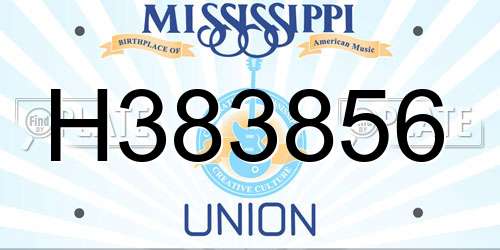 H383856 Mississippi License Plate