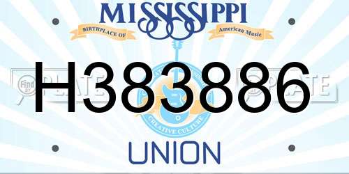 H383886 Mississippi License Plate