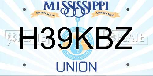 H39KBZ Mississippi License Plate