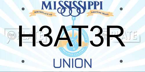 H3AT3R Mississippi License Plate