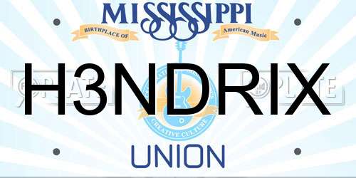 H3NDRIX Mississippi License Plate