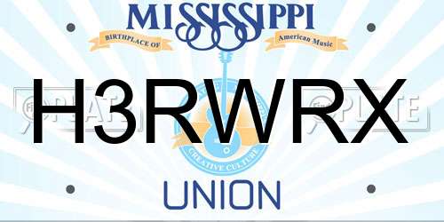 H3RWRX Mississippi License Plate