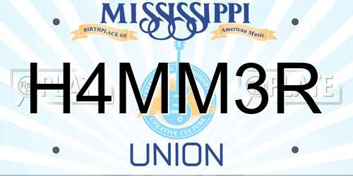 H4MM3R Mississippi License Plate