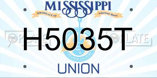 H5035T Mississippi License Plate