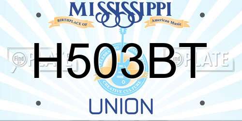 H503BT Mississippi License Plate