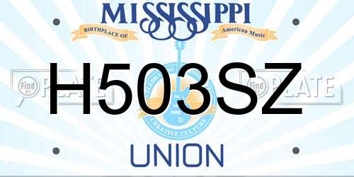H503SZ Mississippi License Plate