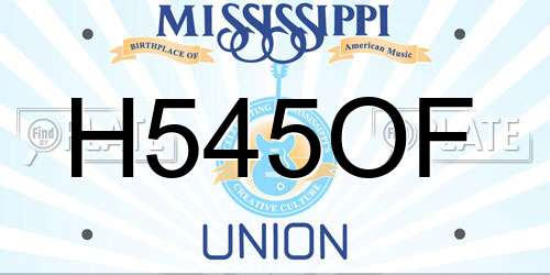H545OF Mississippi License Plate